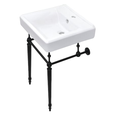 Kingston Brass 20Inch Console Sink with Brass Legs, WhiteMatte Black KVPB2018W10